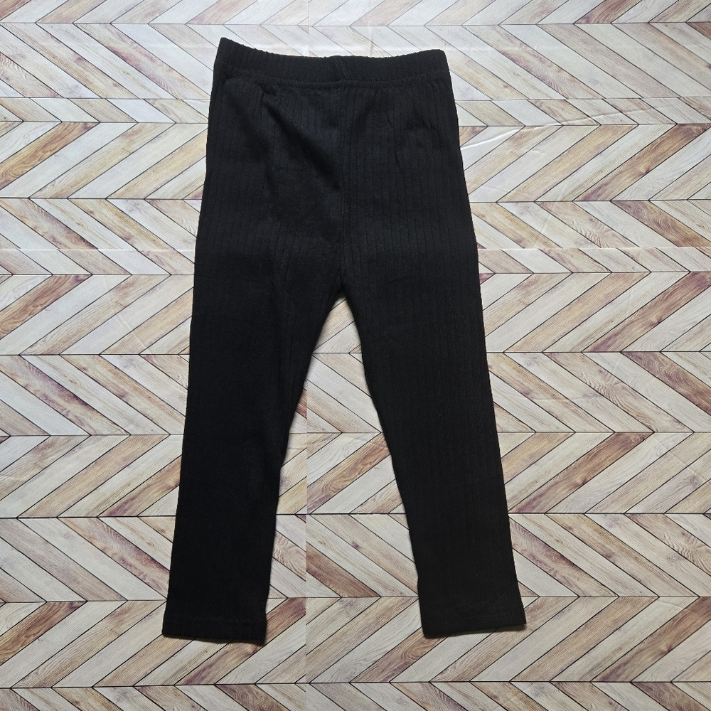 Baby Girl Bootcut Ribbed Knit Black Legging Cotton Slim Fit Pant Bottom 12-18M